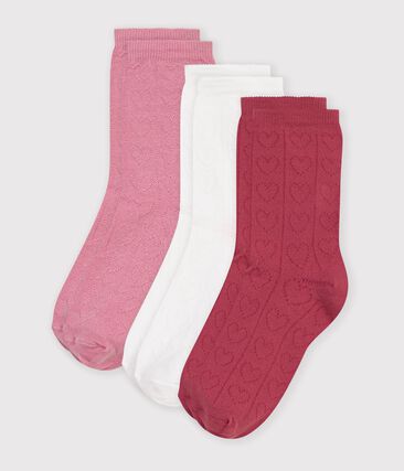 3 paires de chaussettes enfant en coton ajourées cœurs