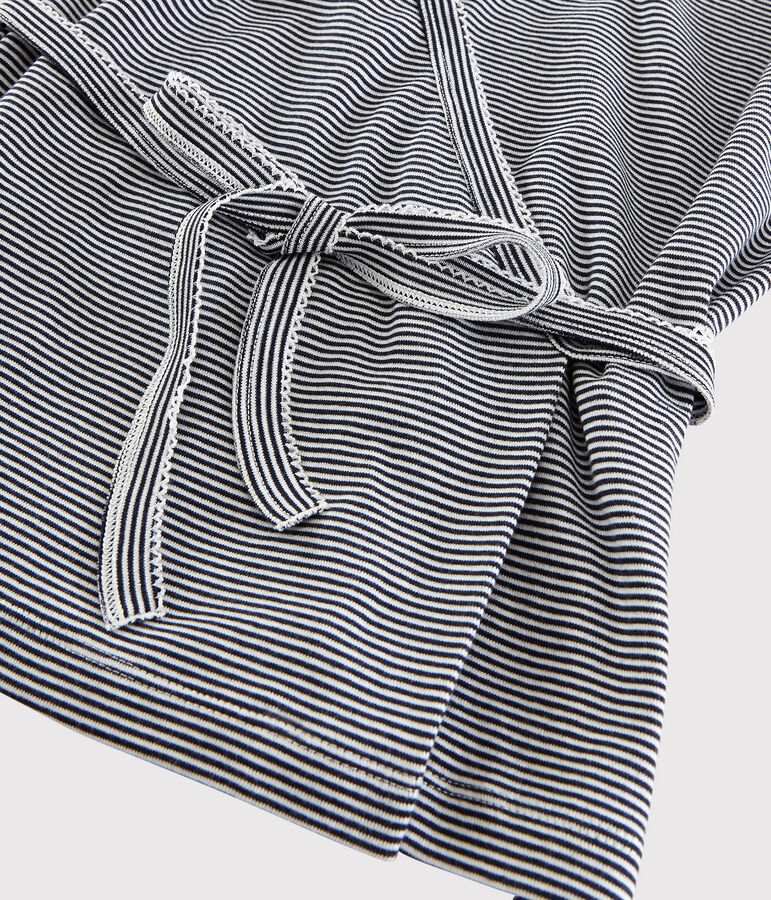 Cardigan cache-c&oelig;ur en coton ray&eacute; Femme bleu SMOKING/blanc MARSHMALLOW