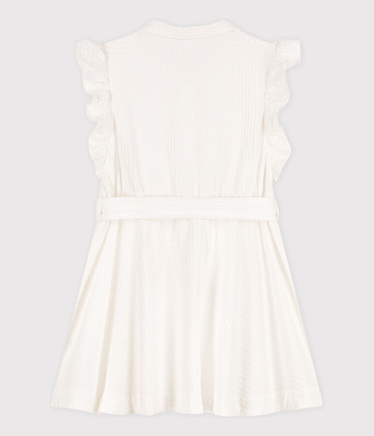 Robe sans manche en seersucker enfant fille blanc