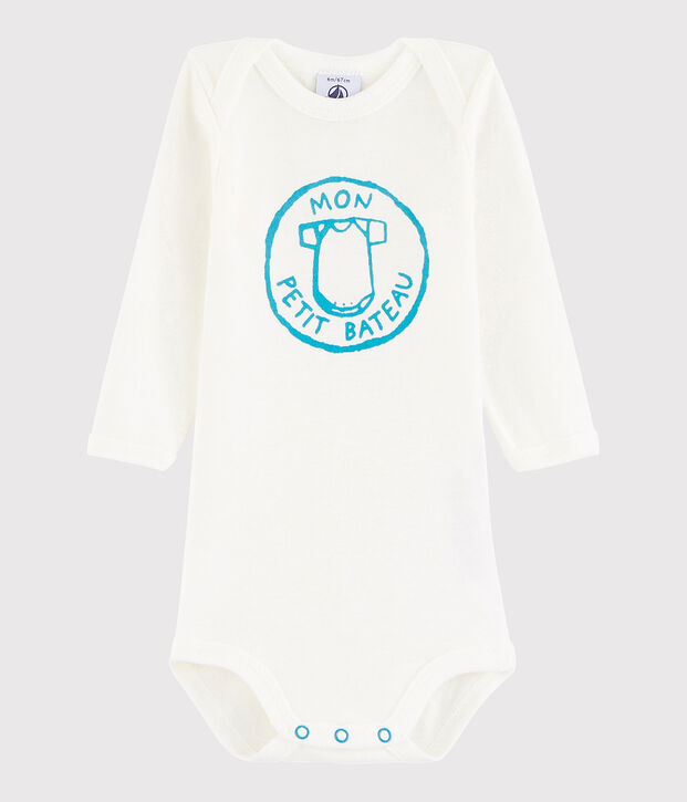 Body manches longues b&eacute;b&eacute; fille-gar&ccedil;on blanc/vert