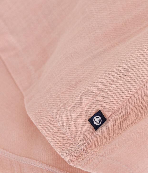 Robe manches courtes jersey &eacute;pais et gaze de coton b&eacute;b&eacute; rose/rose