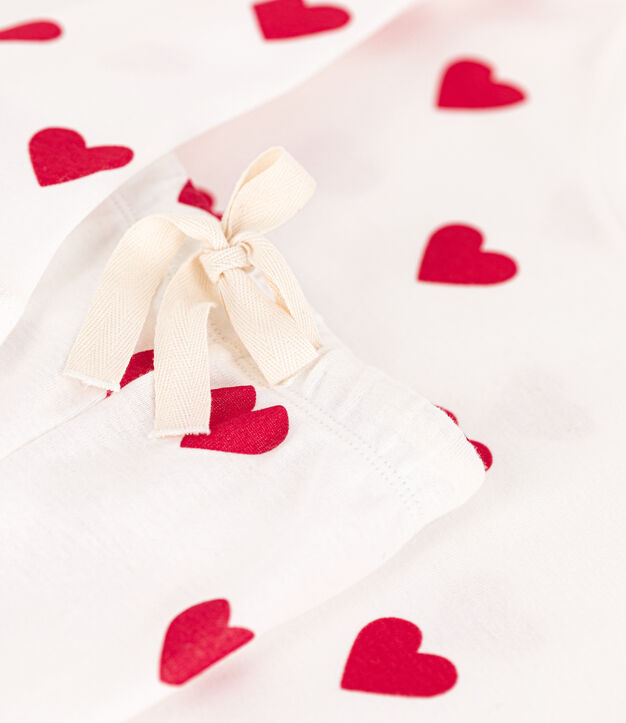 Pyjacourt c&oelig;ur en coton femme blanc/rouge