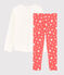 Pyjama étoiles petite fille en coton blanc MARSHMALLOW/rose PEACHY