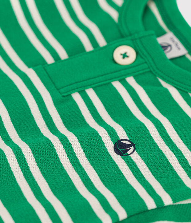 Tee-shirt manches courtes en jersey b&eacute;b&eacute; vert/&eacute;cru