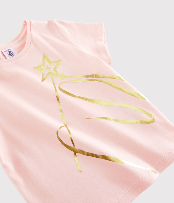 Tee-shirt manches courtes en coton enfant fille rose MINOIS