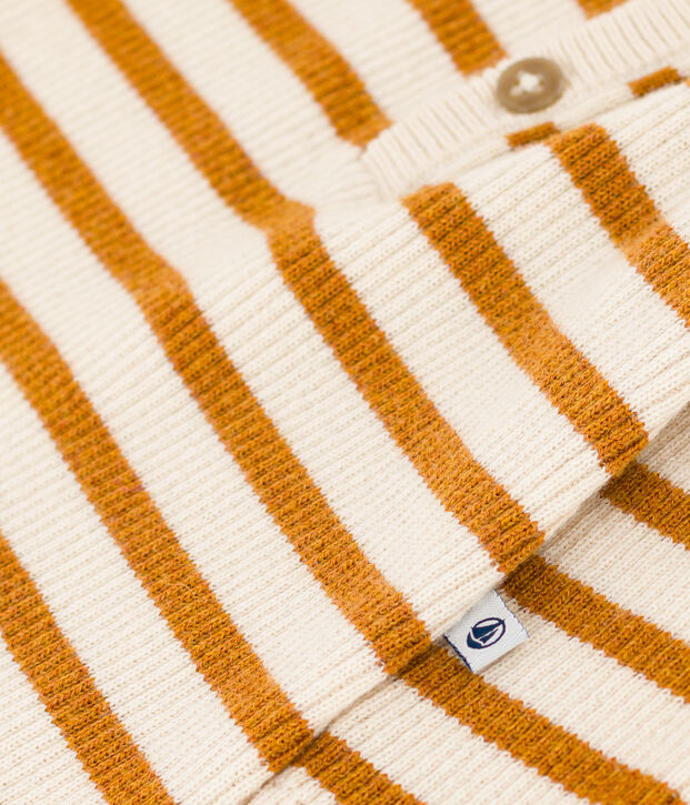 Combinaison ray&eacute;e en tricot b&eacute;b&eacute; &eacute;cru/marron