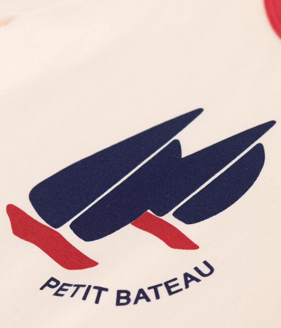 Teeshirt enfant en coton manches courtes imprimé écru AVALANCHE