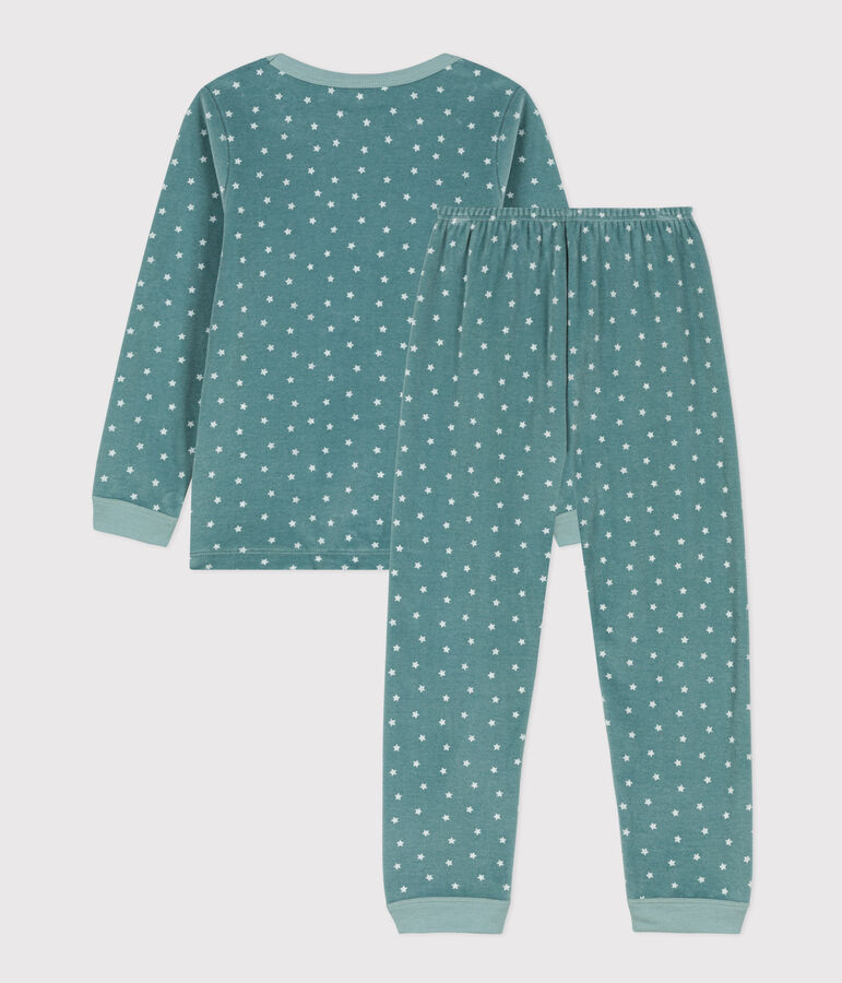 Pyjama &eacute;toile en velours enfant bleu BRUT/blanc MARSHMALLOW