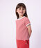Tee-shirt enfant manches courtes en coton à rayures rouge POMPIER/ MARSHMALLOW
