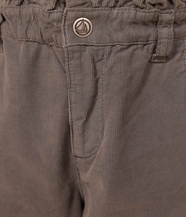 Pantalon droit en velours fin enfant fille vert