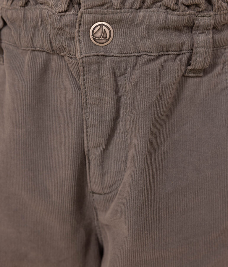 Pantalon droit en velours fin enfant fille vert THUYA