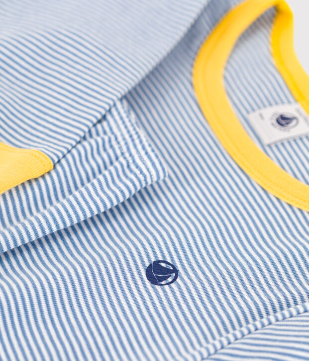 Pyjama en coton ray&eacute; enfant bleu/blanc