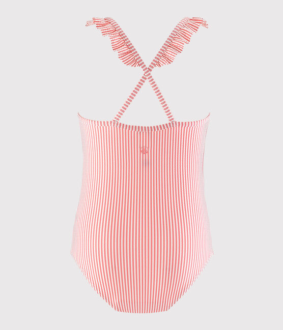 Maillot de bain 1 pièce recyclé enfant fille rose GRETEL/blanc MARSHMALLOW