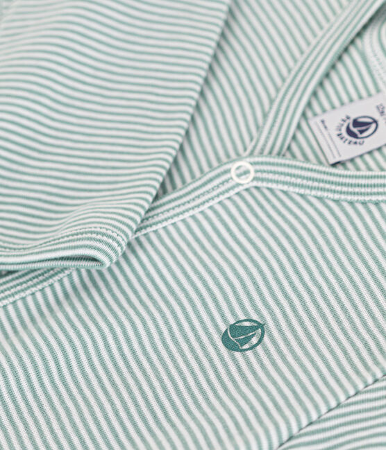 Pyjama à rayures en coton bébé bleu PAUL/blanc MARSHMALLOW