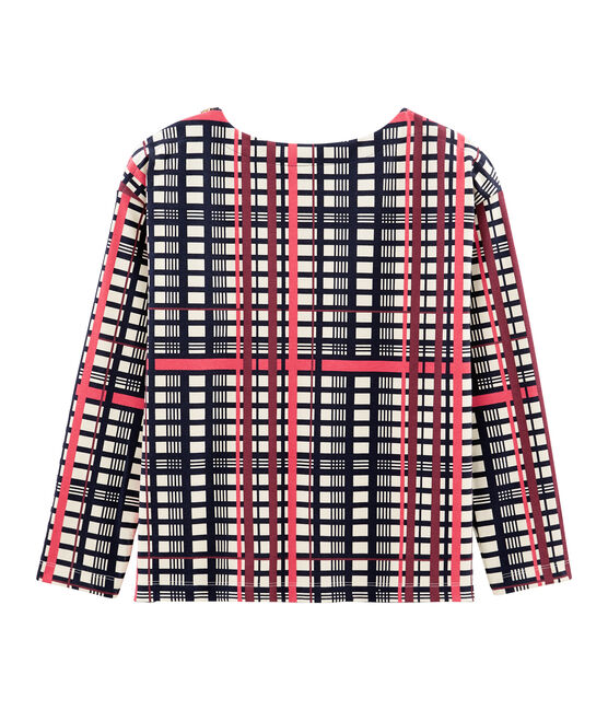 Marinière femme à carreaux beige COQUILLE/blanc MULTICO