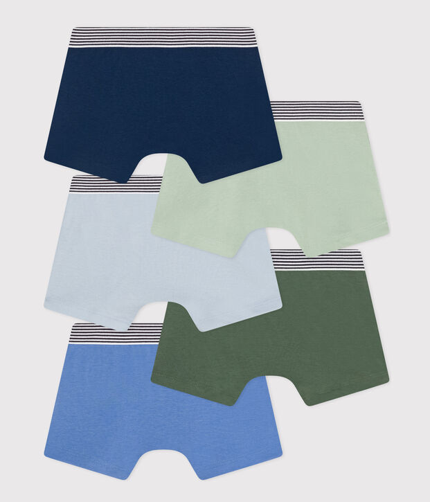 Lot de 5 boxers unis en coton enfant multicouleur