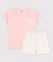 Pyjacourt fille rose en coton biologique rose MINOIS/blanc MULTICO