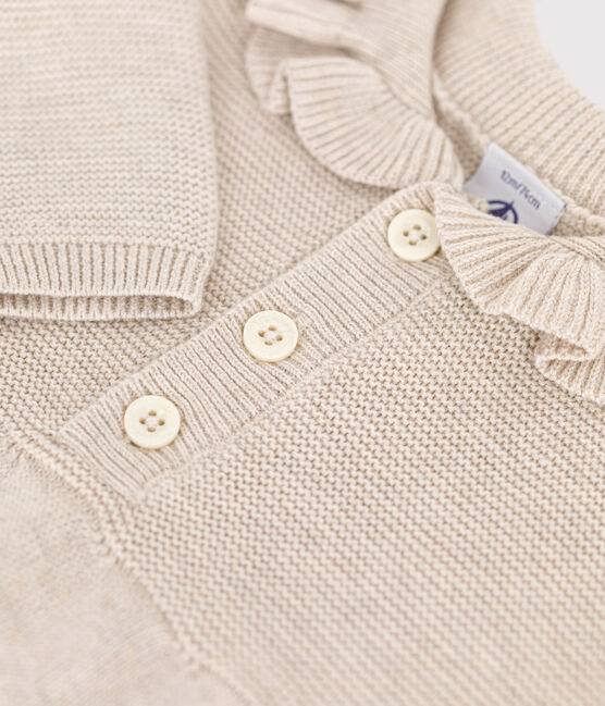 Robe manches longues en tricot de coton bébé beige MONTELIMAR CHINE
