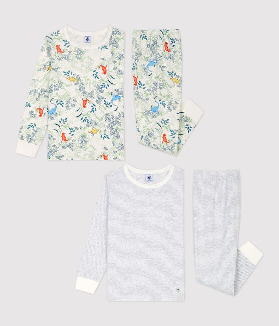 Lot de 2 pyjamas en milleraies et imprimé dinosaures petit garçon en coton variante 1