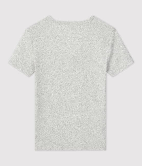 Tee-shirt L'ICONIQUE col V en coton bio Femme gris BELUGA CHINE