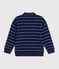 Sweatshirt col polo enfant en coton &agrave; rayures bleu/vert/bleu