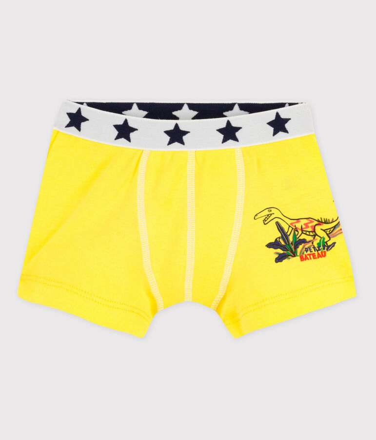 Boxer petit gar&ccedil;on en coton jaune EBLOUIS