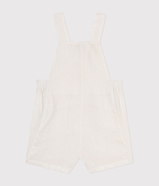 Salopette courte en lin b&eacute;b&eacute; blanc
