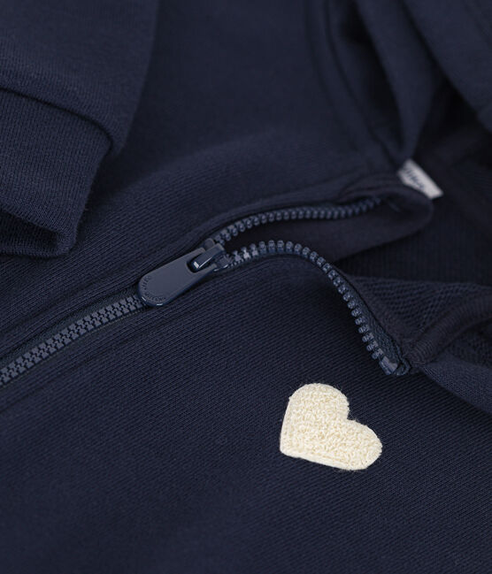 Sweatshirt zippé à capuche en molleton enfant fille bleu SMOKING