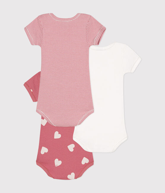 Lot de 3 bodies manches courtes cœurs en coton bébé variante 1