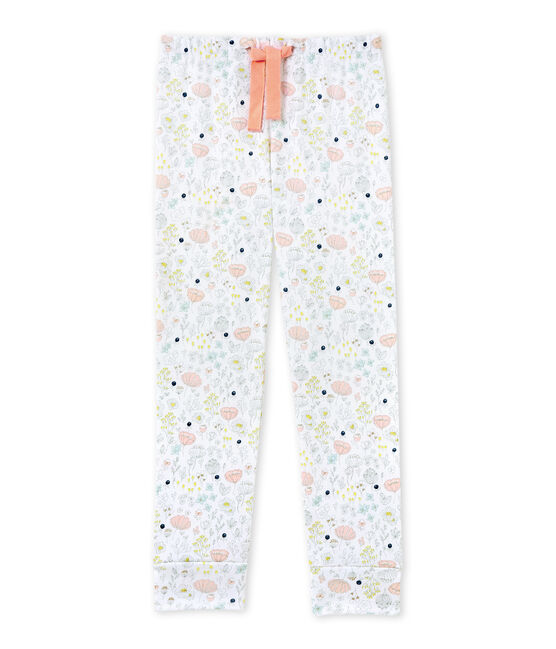 Pantalon de pyjama fille à coordonner blanc ECUME/rose ROSE/ MULTICO