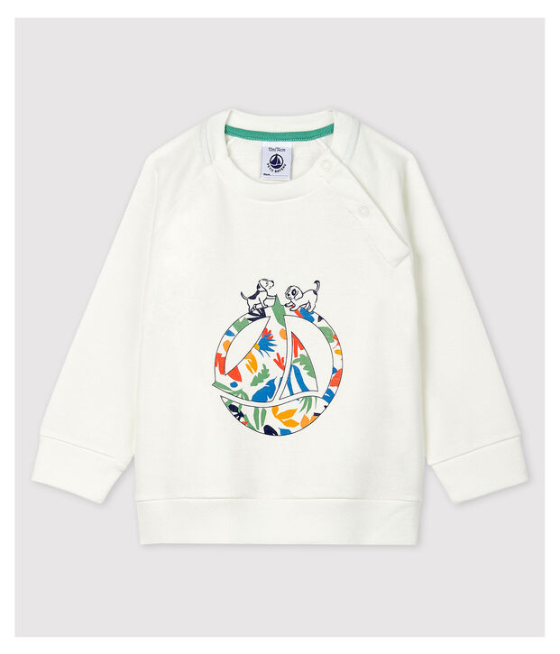 Sweatshirt en coton b&eacute;b&eacute;. blanc