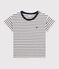 T-shirt manches courtes en coton enfant garçon beige MONTELIMAR/bleu SMOKING