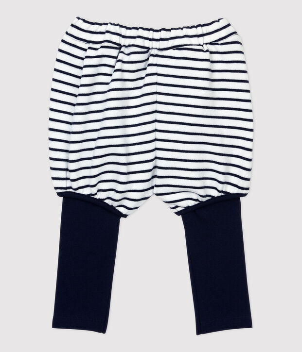 Short en coton b&eacute;b&eacute;. blanc/bleu