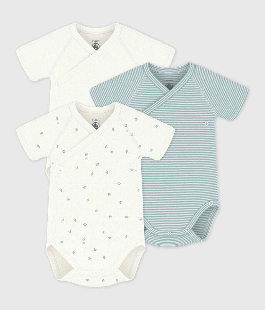 Lot de bodies croisés manches courtes en coton imprimé bébé (Petit Bateau) - Couverture