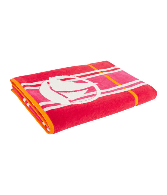 Serviette de plage rose GEISHA/blanc MULTICO