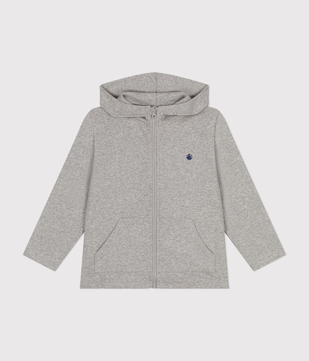 Sweatshirt zipp&eacute; &agrave; capuche en cote enfant gar&ccedil;on gris