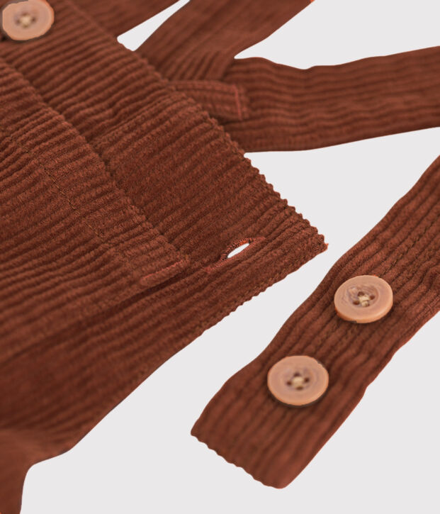 Salopette b&eacute;b&eacute; longue en velours grosses c&ocirc;tes marron