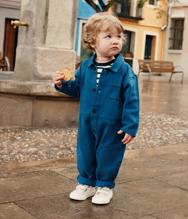 Combinaison longue en coton lyocell b&eacute;b&eacute; bleu