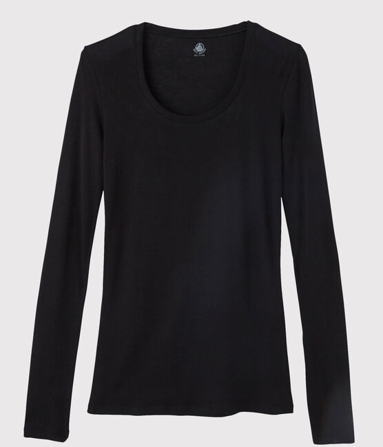 T-shirt côte légère Femme noir NOIR
