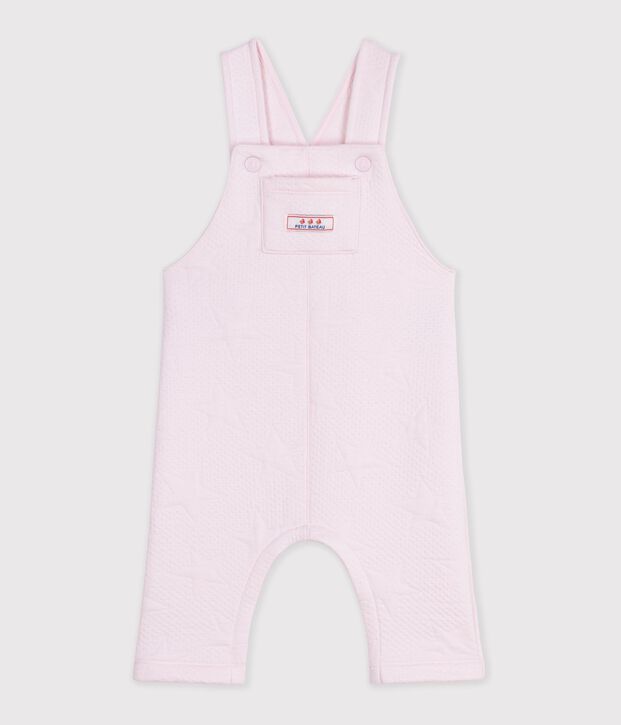 Salopette b&eacute;b&eacute; en coton &eacute;pais &agrave; motifs &eacute;toiles rose clair