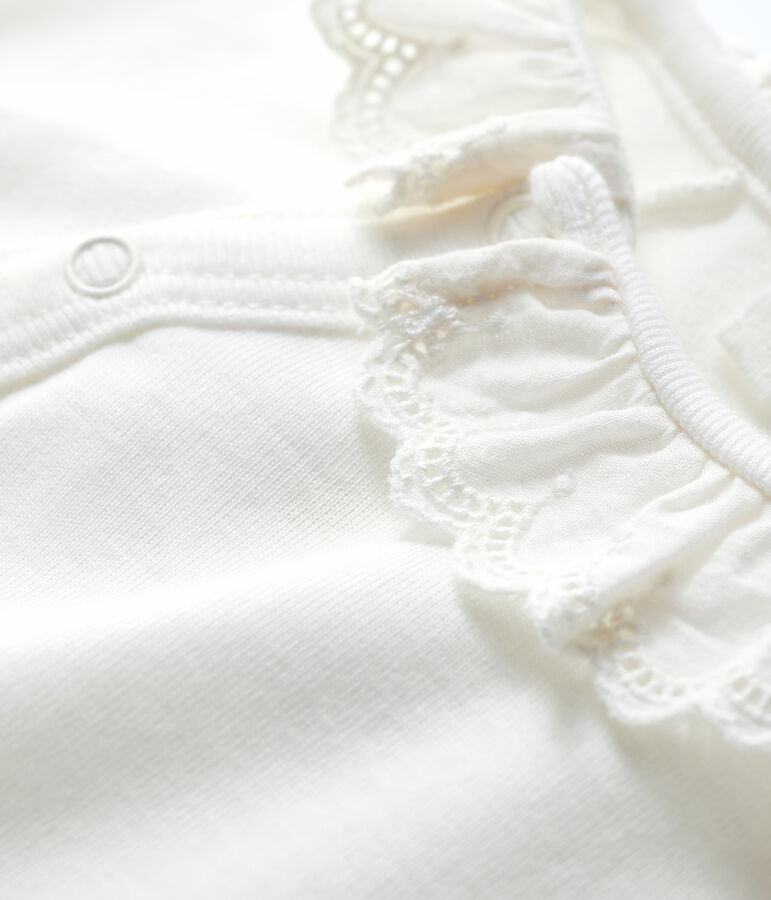 Body manches courtes &agrave; col blanc b&eacute;b&eacute; fille en coton biologique blanc