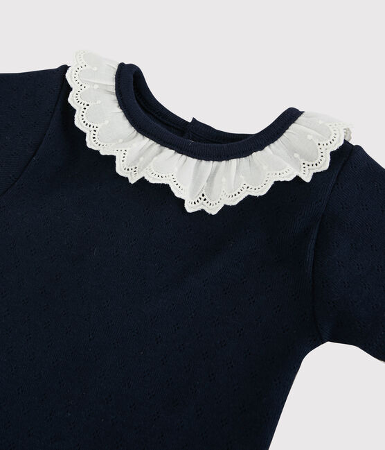 Body à col en broderie anglaise bébé fille bleu SMOKING