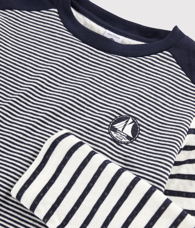 Tee shirt ray&eacute; enfant bleu/blanc
