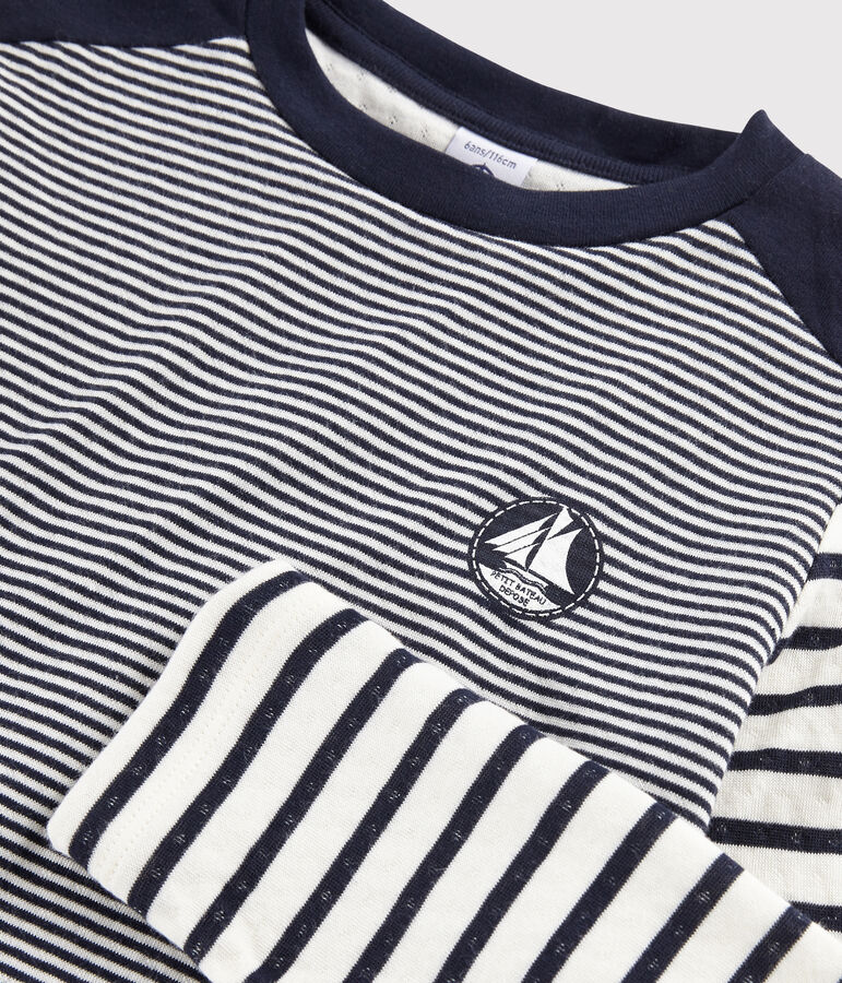 Tee shirt ray&eacute; enfant bleu/blanc