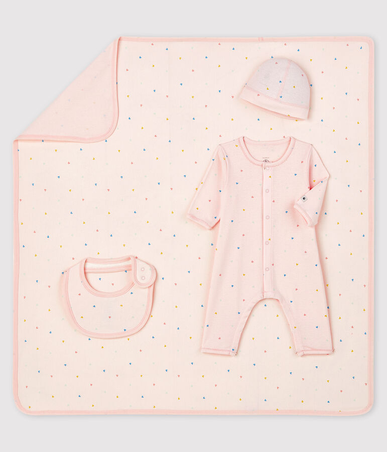 Coffret cadeau naissance b&eacute;b&eacute; fille en c&ocirc;te multicouleur