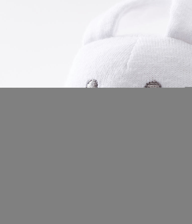 Doudou lapin b&eacute;b&eacute; en jersey beige PERLIN/blanc MARSHMALLOW