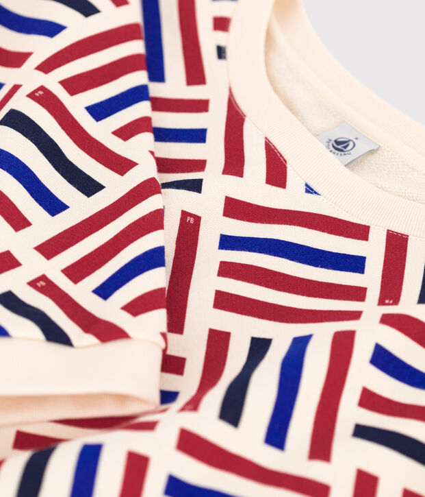 Sweatshirt en coton Femme &eacute;cru/rouge/multicouleur