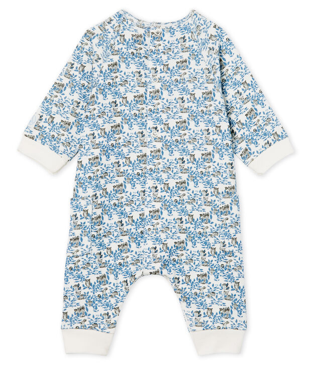 Combinaison longue b&eacute;b&eacute; gar&ccedil;on en c&ocirc;te blanc/multicouleur