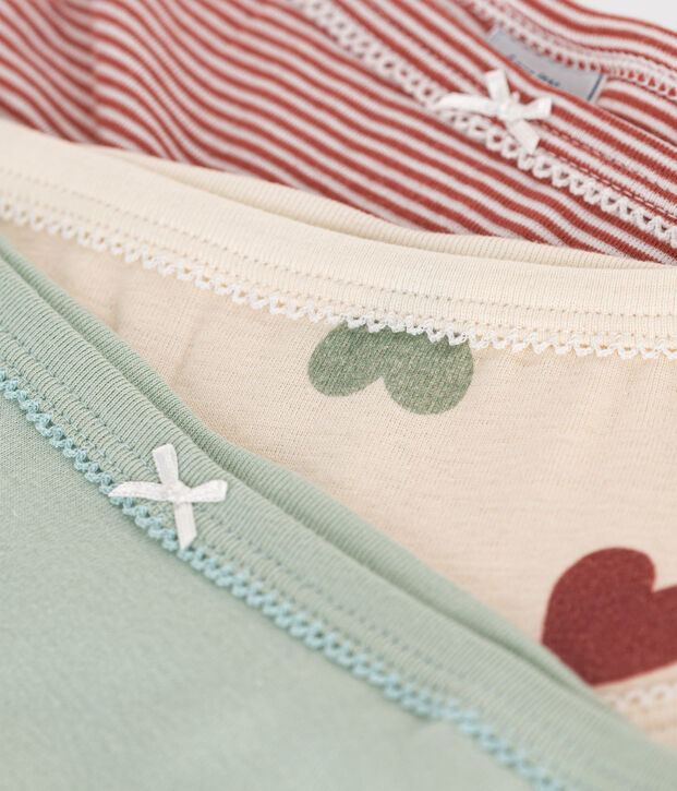 Lot de 3 culottes taille haute c&oelig;ur en coton enfant multicouleur