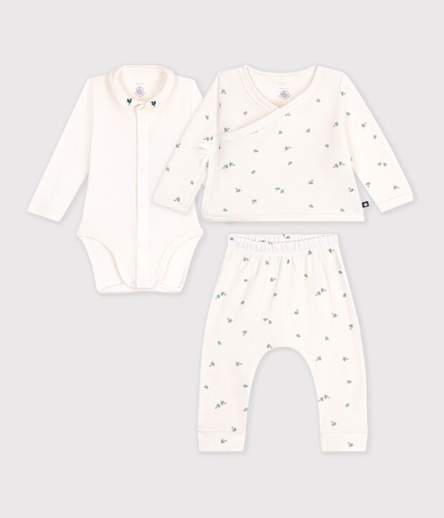 Coffret cadeau b&eacute;b&eacute; en coton imprim&eacute; &agrave; fleurs &eacute;cru/multicouleur